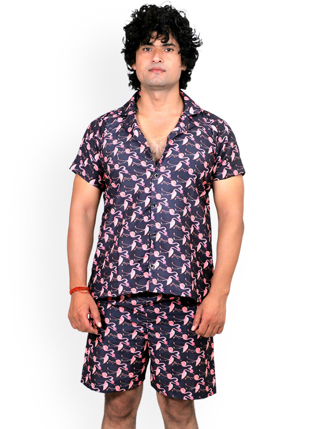 

TILISM Printed Pure Cotton Shirt With Shorts Co-Ords, Black
