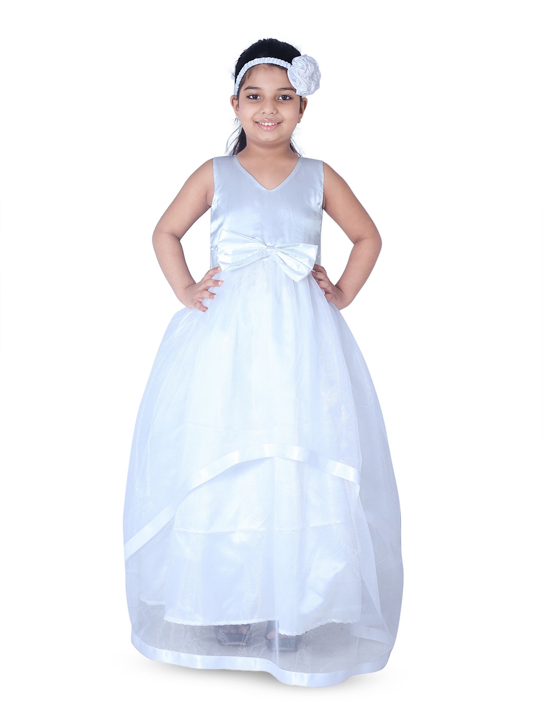 

Wish little Girls Net A-Line Maxi Dress, White