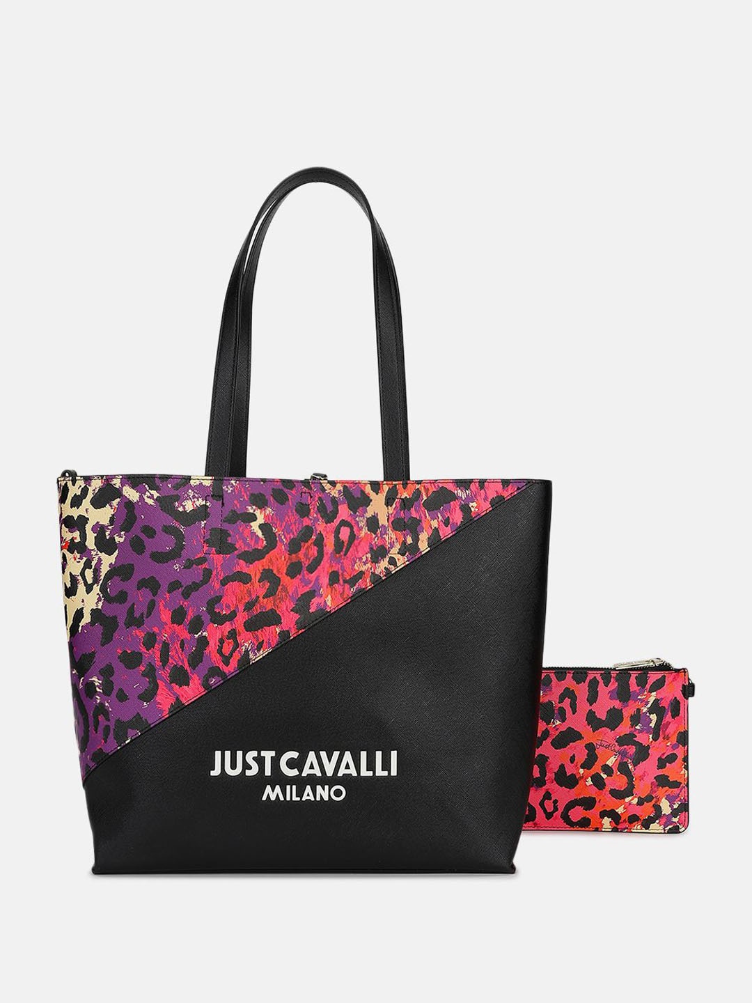 

Just Cavalli Women Colourblocked Shopper Tote Bag With Pouch, Pink