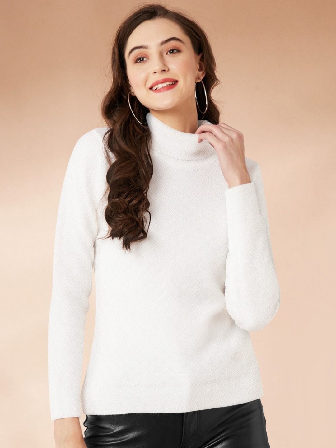 

ODETTE Women Turtle Neck Pullover Sweater, White