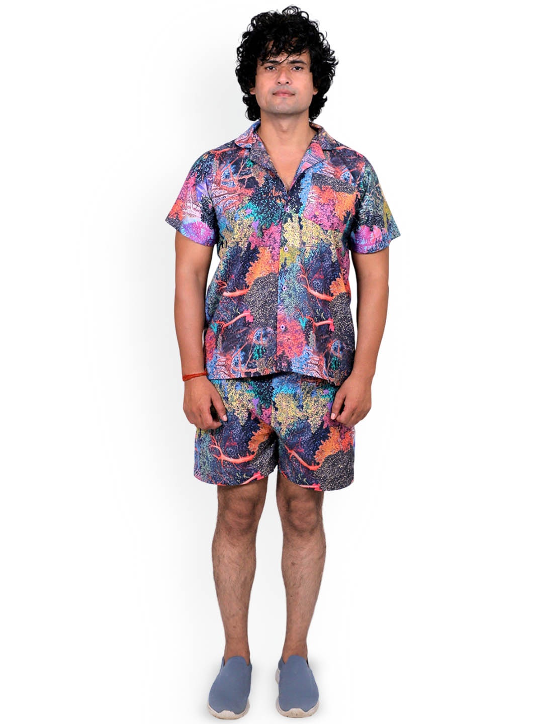 

TILISM Printed Pure Cotton Shirt With Shorts Co-Ords, Purple