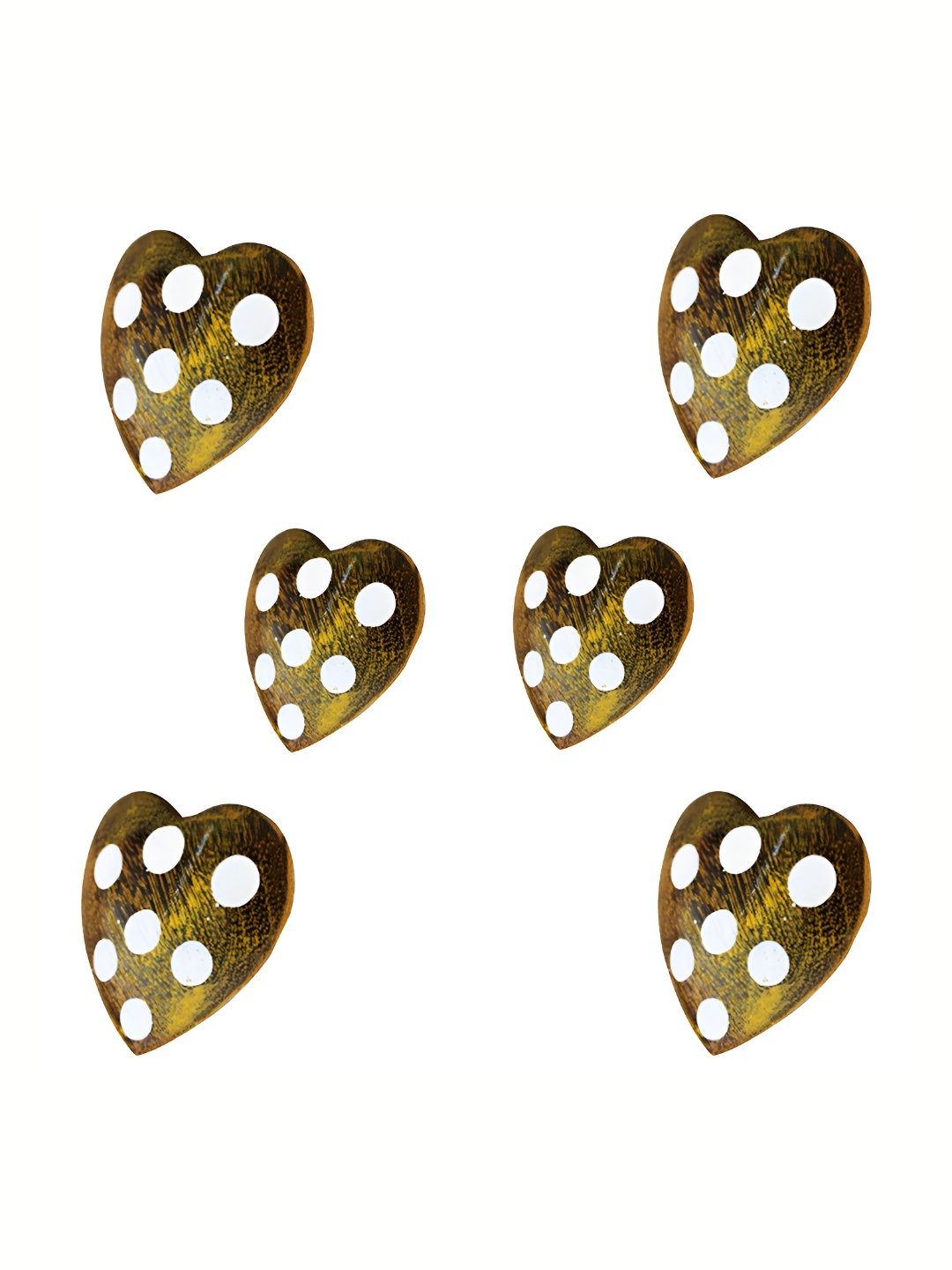 

Indianshelf 6-Pcs White Printed Wooden Heart Knobs, Gold