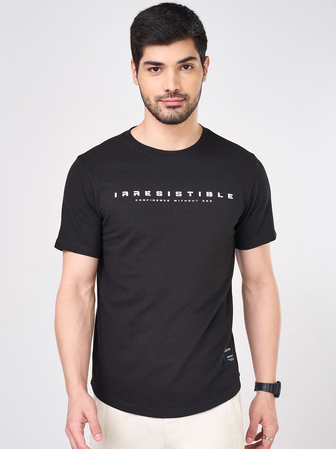 

Street 808 by Pantaloons Men Typography Printed Round Neck Cotton T-shirt, Black