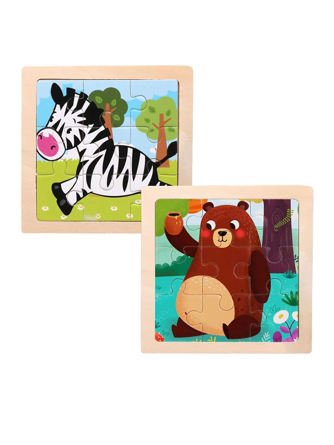 

BAESD 2 Pcs Wooden Block Puzzle, Brown