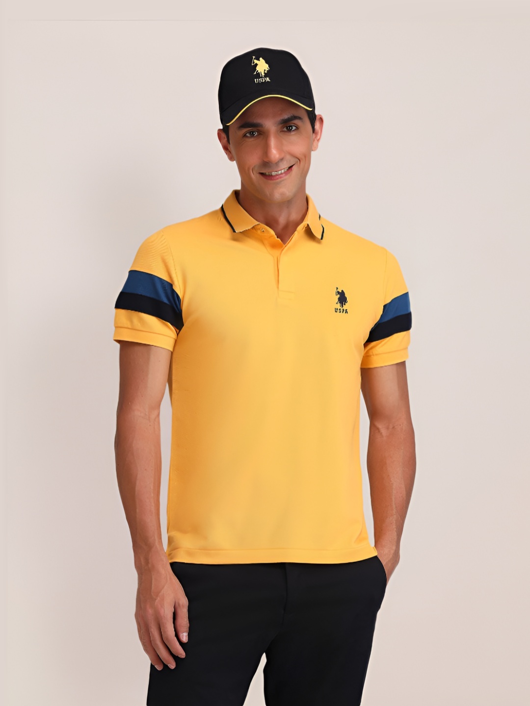 

U.S. Polo Assn. Men Solid Polo Collar Cotton Slim Fit T-shirt, Yellow