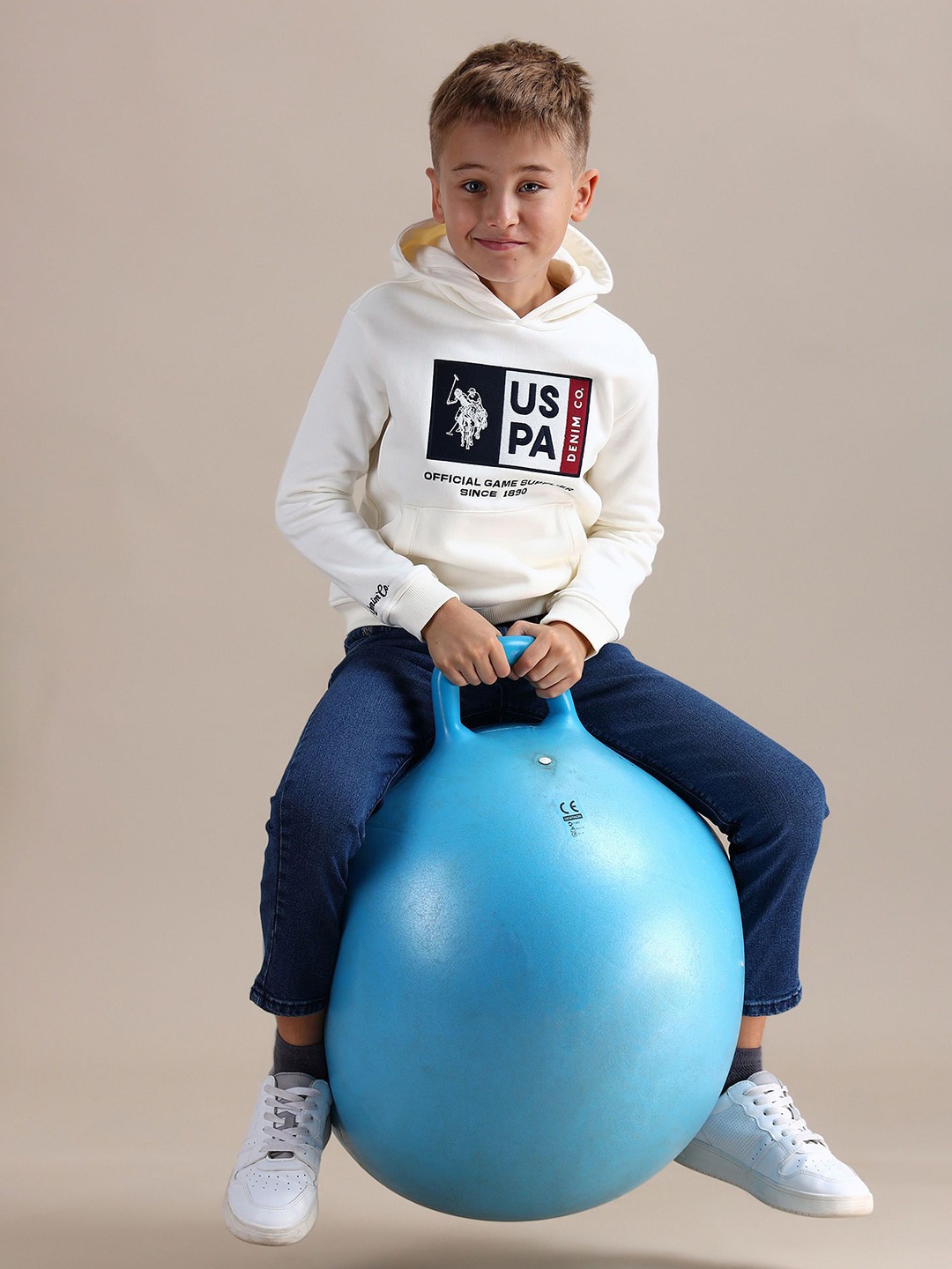 

U.S. Polo Assn. Kids Boys Cotton Printed Hooded Sweatshirt, White