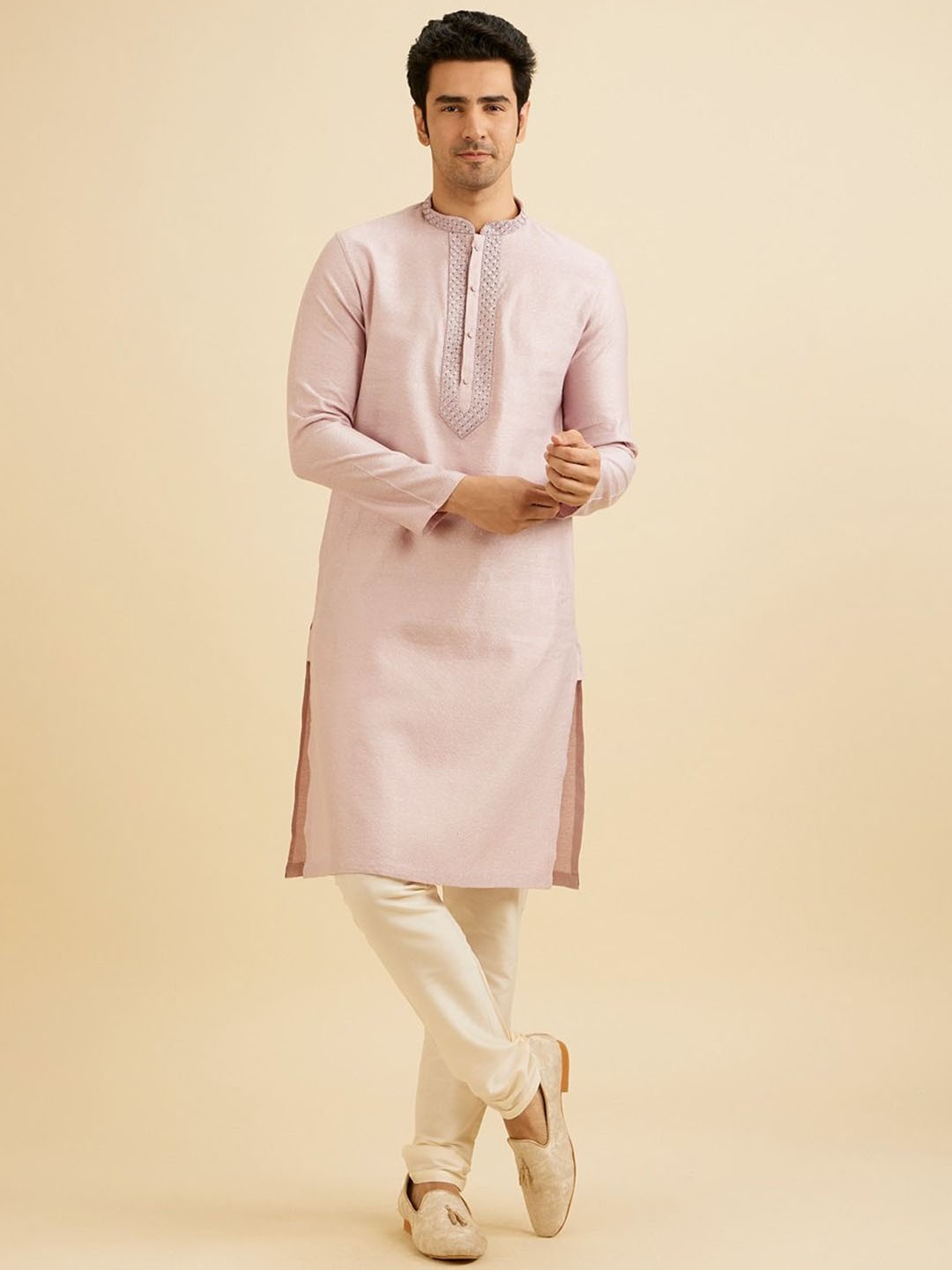 

Manyavar Woven Design Straight Kurta with Trouser, Purple