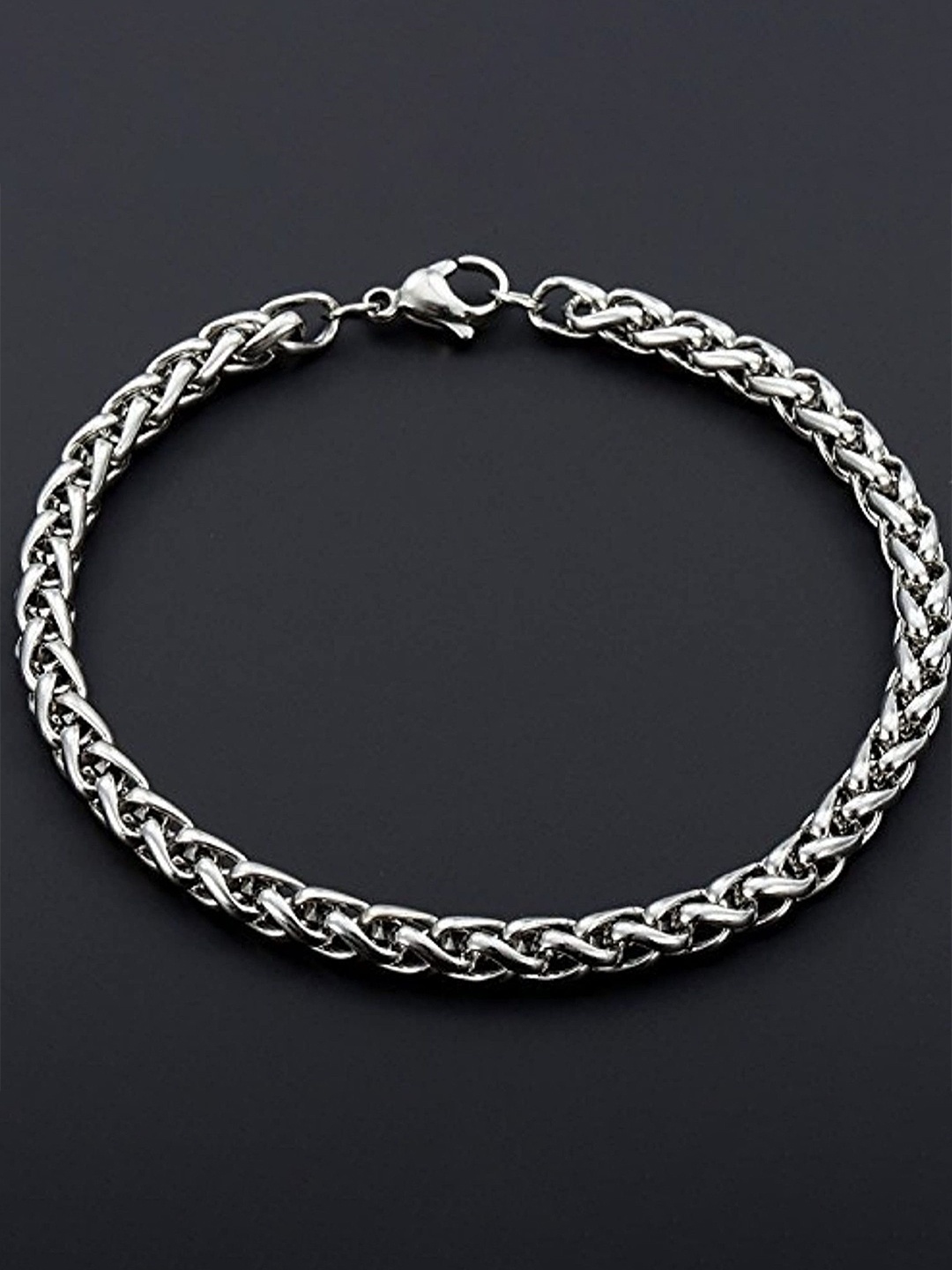 

RUHI COLLECTION Unisex Stainless Steel Silver-Plated Link Bracelet