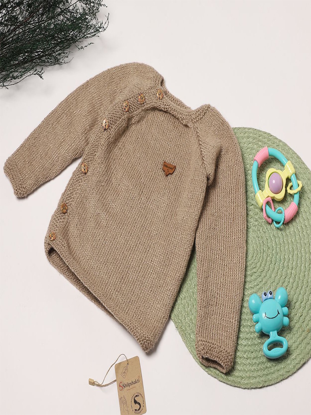 

ShilpShakti Unisex Kids Woolen Long Sleeves Cardigan Sweater, Grey