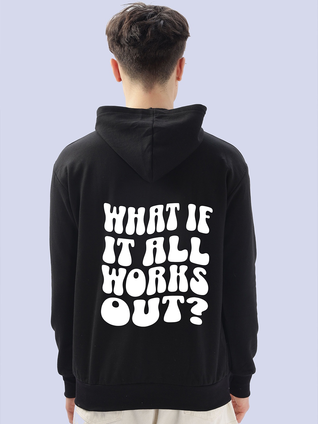 

FALTU.CO Men Pure Cotton Printed Hooded Sweatshirt, Black