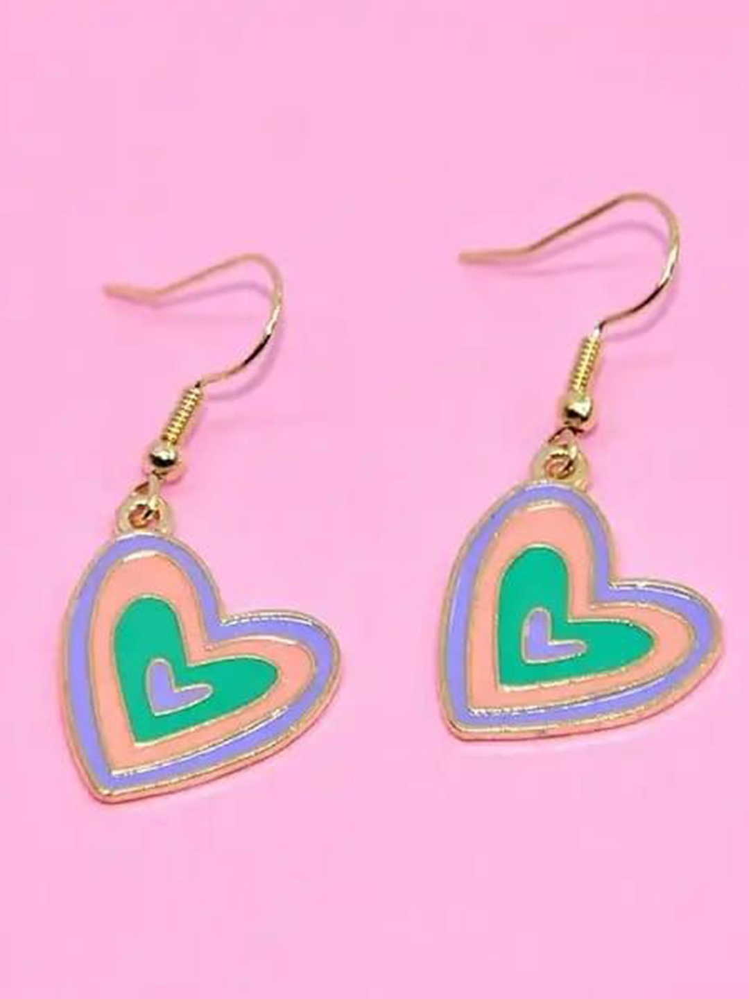 

YU FASHIONS Gold-Plated Rhinestone Studded Geometric Drop Earrings