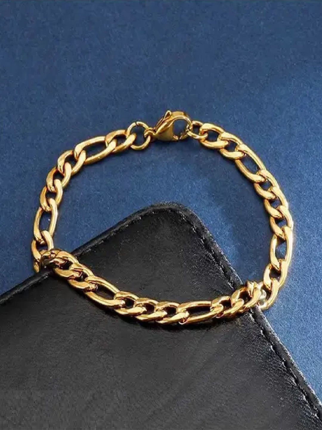 

RUHI COLLECTION Men Gold-Plated Stainless Steel Link Bracelet