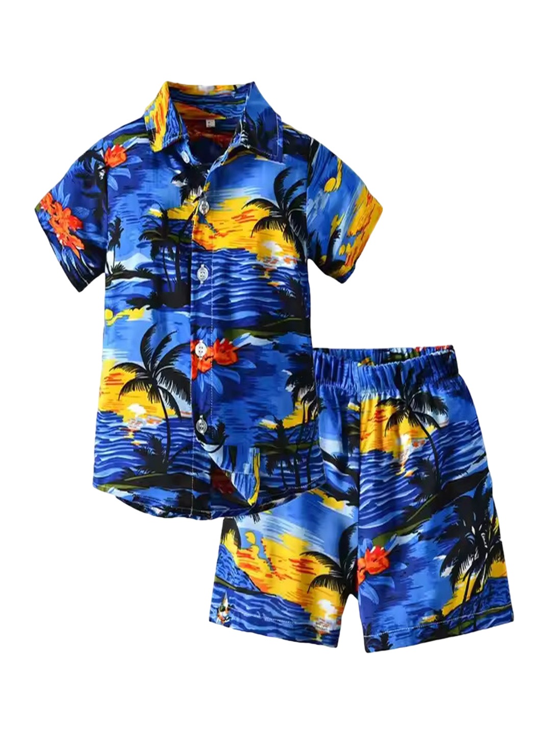 

Cigain Kids Printed Pure Cotton Shirt With Shorts, Blue