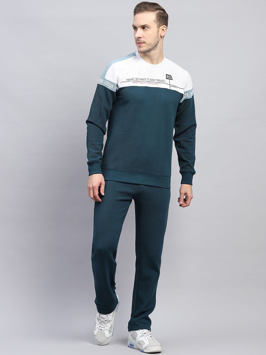 

Monte Carlo Men Colourblocked Round Neck Tracksuits, Blue