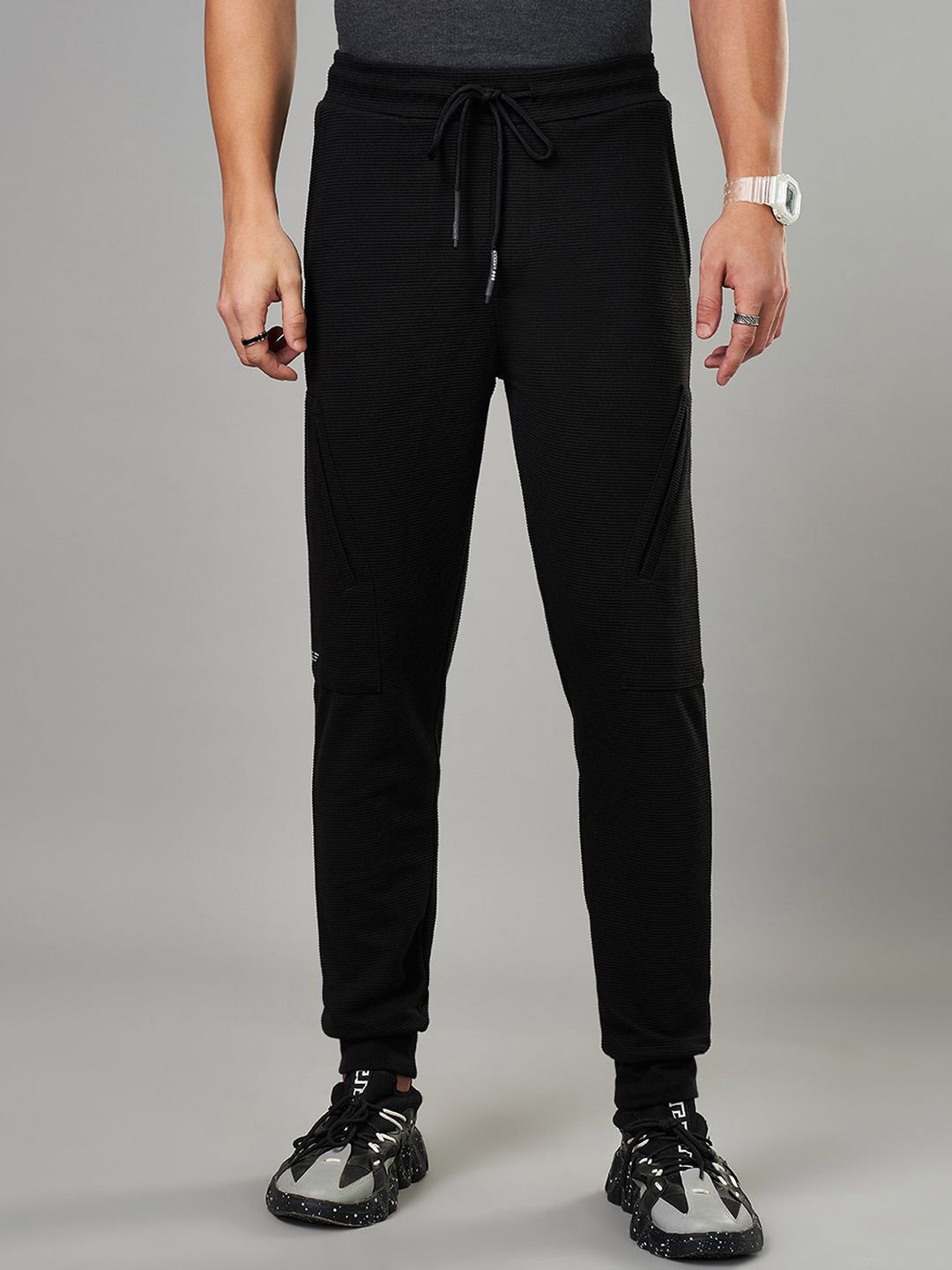 

Street 808 by Pantaloons Men Cotton Mid-Rise Joggers, Black