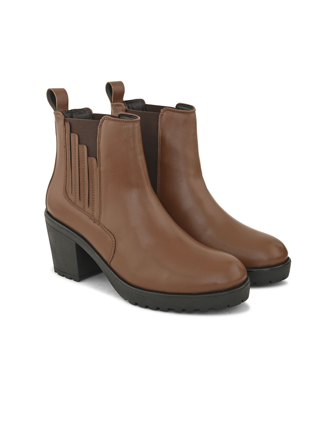 

The Roadster Lifestyle Co Women Block-Heeled Chelsea Boots, Tan