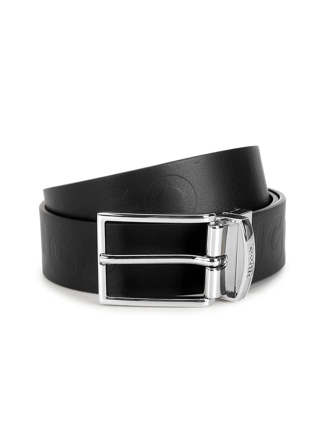 

HUGO Men Leather Tang Belt & Buckles Gift Box, Black