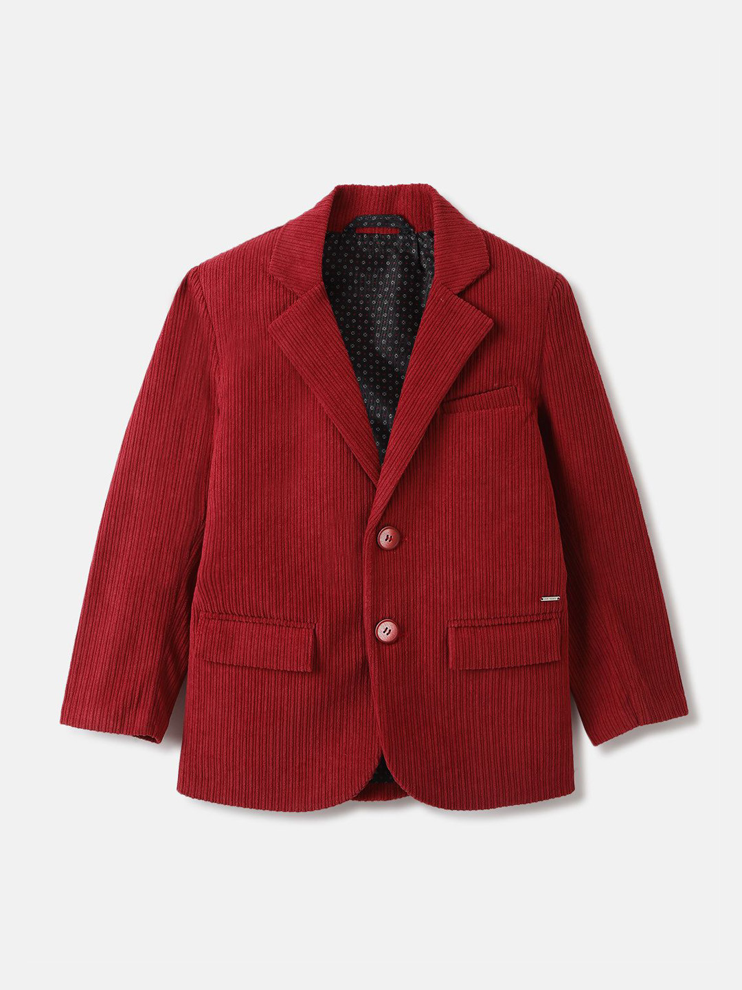 

Blue Giraffe Boys Notched Lapel Single Breasted Blazer, Red