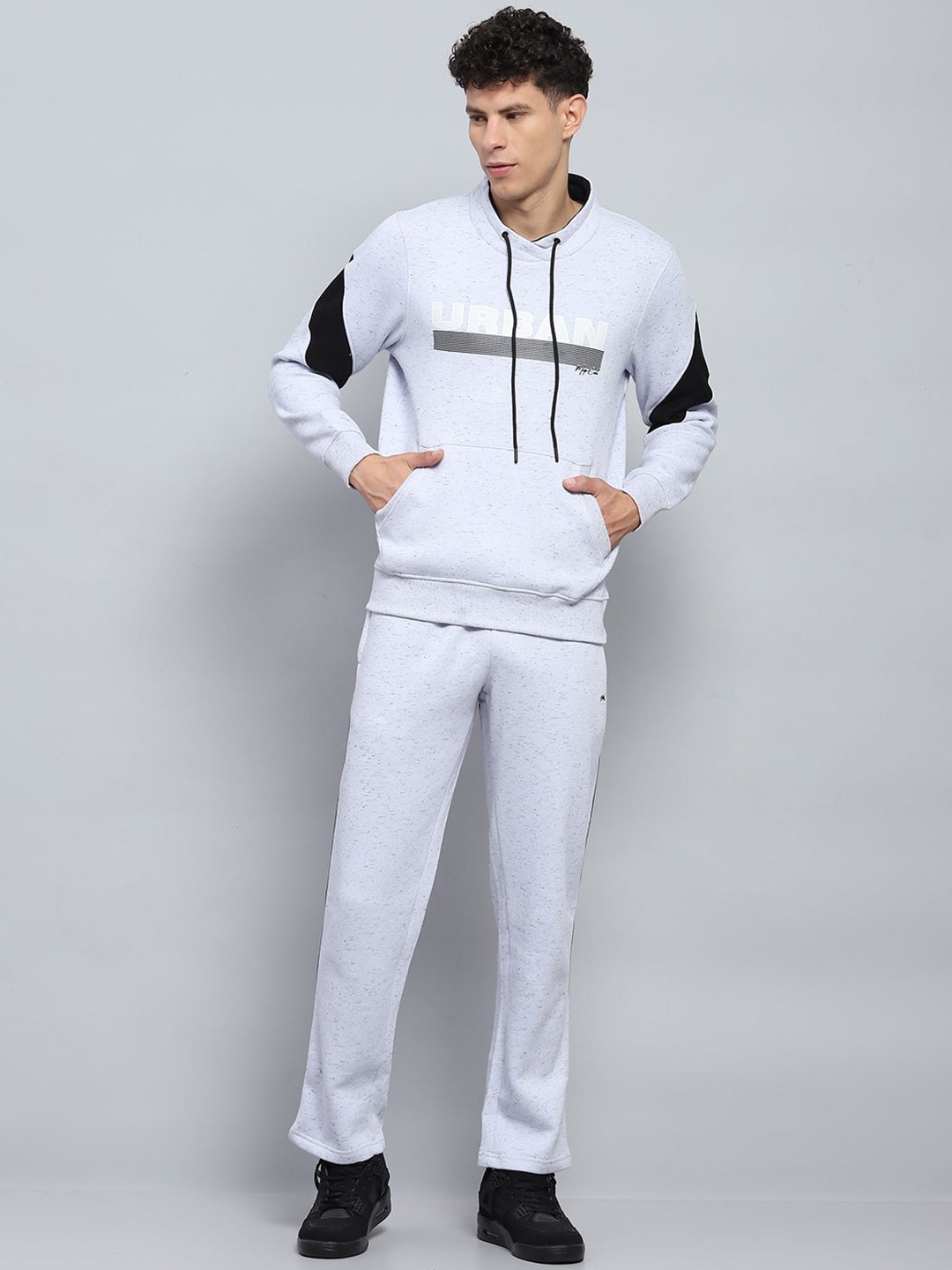 

Monte Carlo Men Printed Mock Collar Tracksuit, Grey