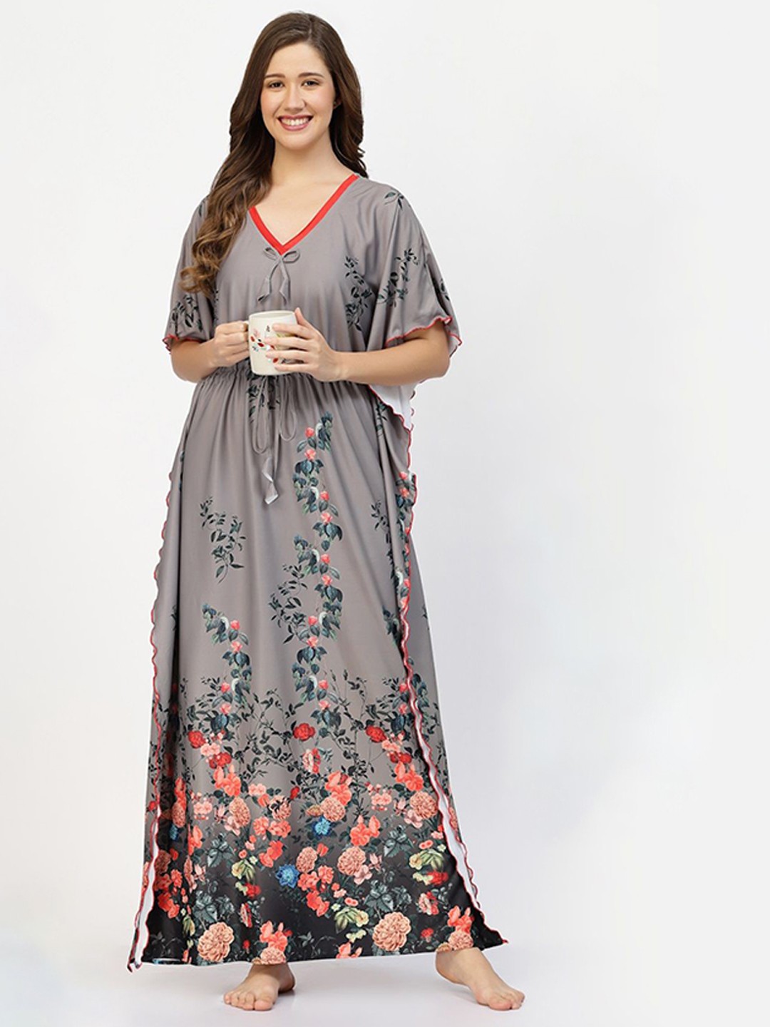

CHUI MUI Printed Maxi Kaftan Nightdress, Grey