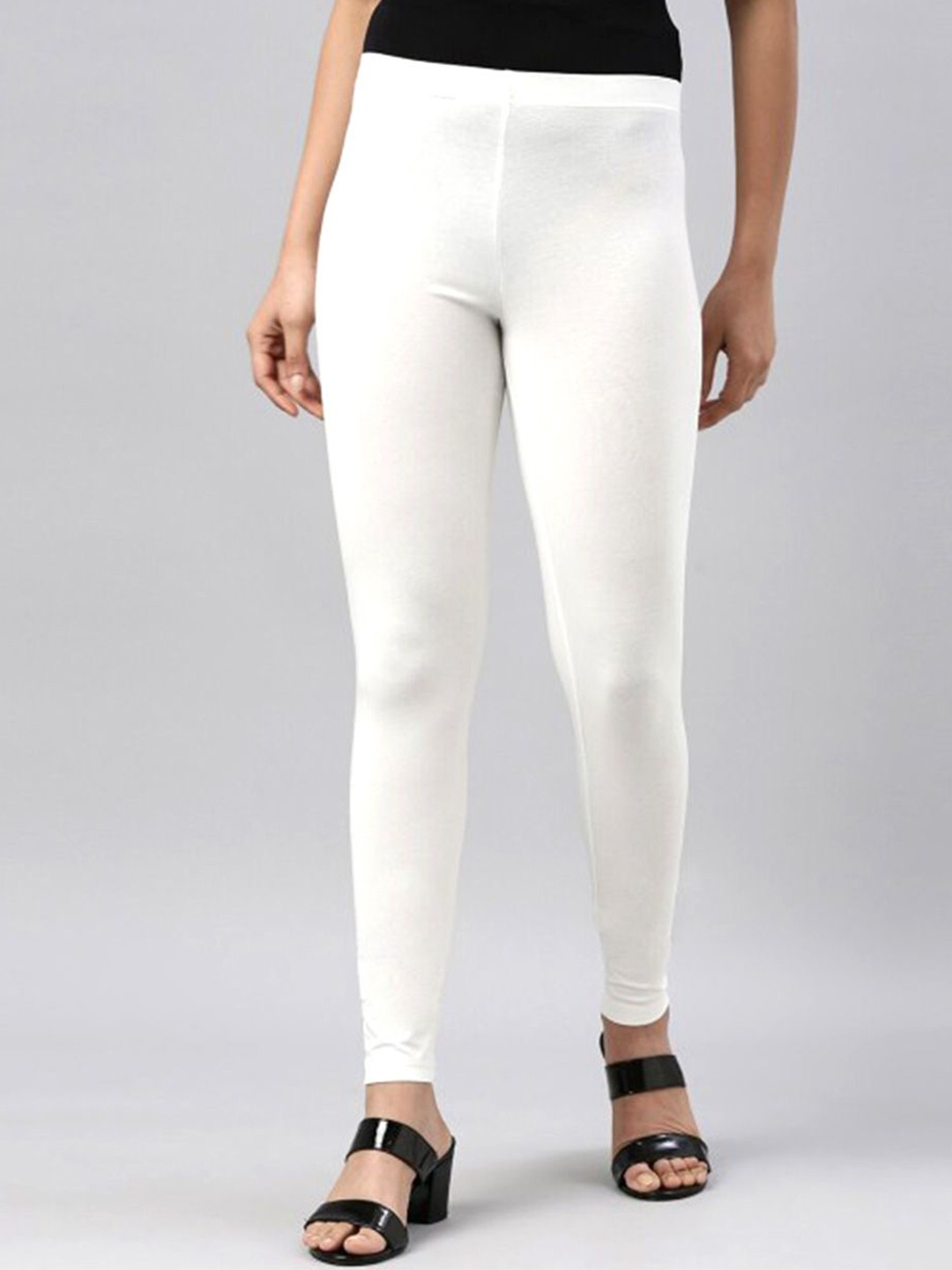

JUNEBERRY Women Ankle Length Cotton Leggings, White