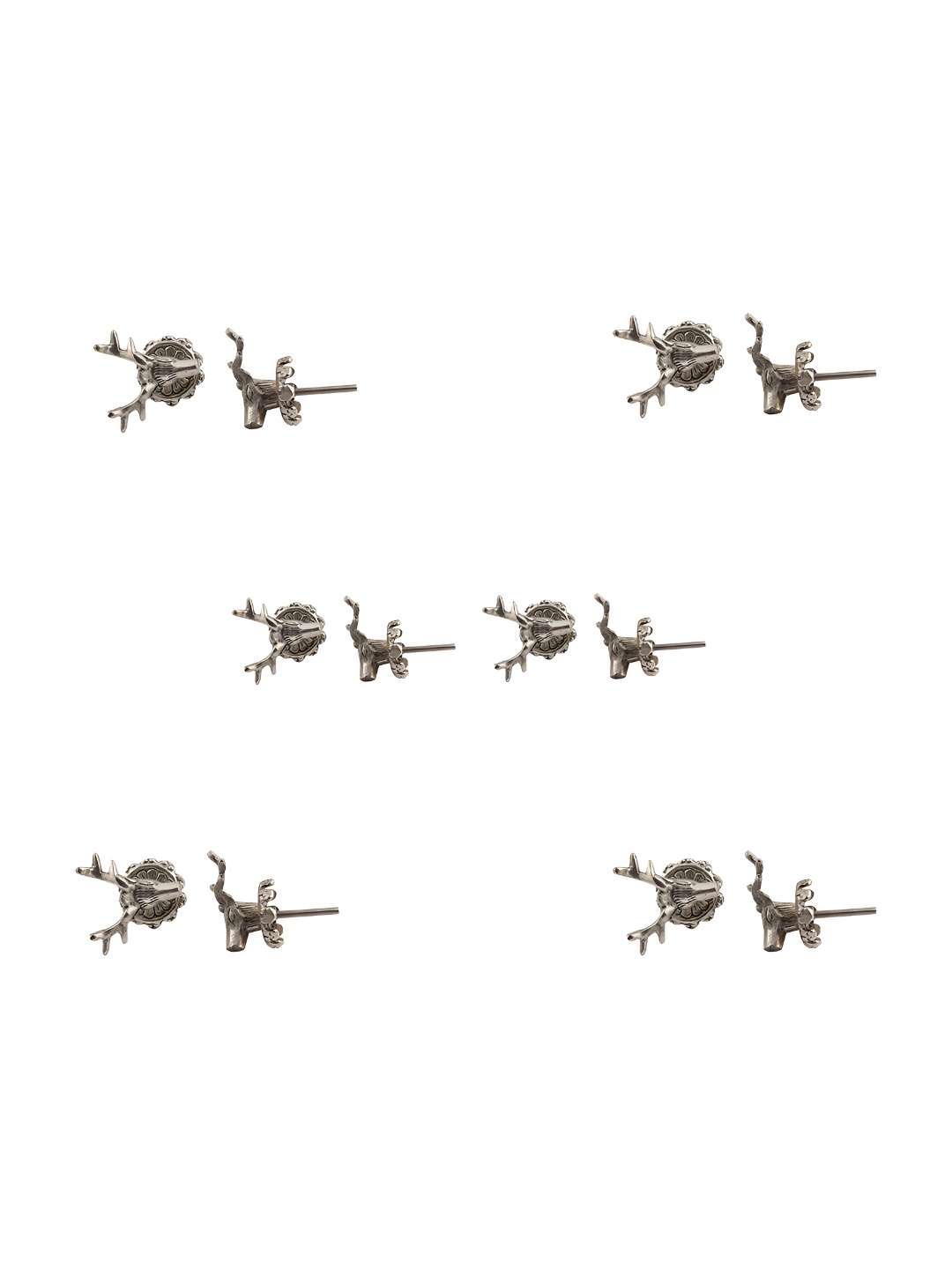 

Indianshelf 6-Pcs Grey Aluminium Rein Deer Knob, Silver