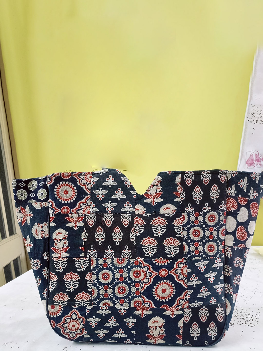 

SWITCHON Women Ethnic Motifs Printed Shopper Cotton Tote Bag, Black