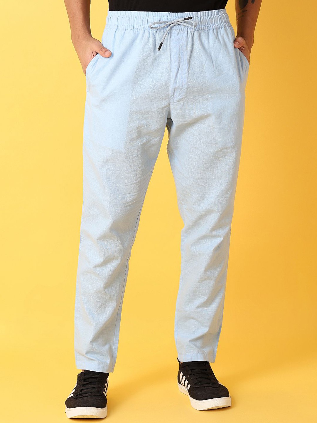 

V-Mart Men Cotton Mid-Rise Track Pants, Blue