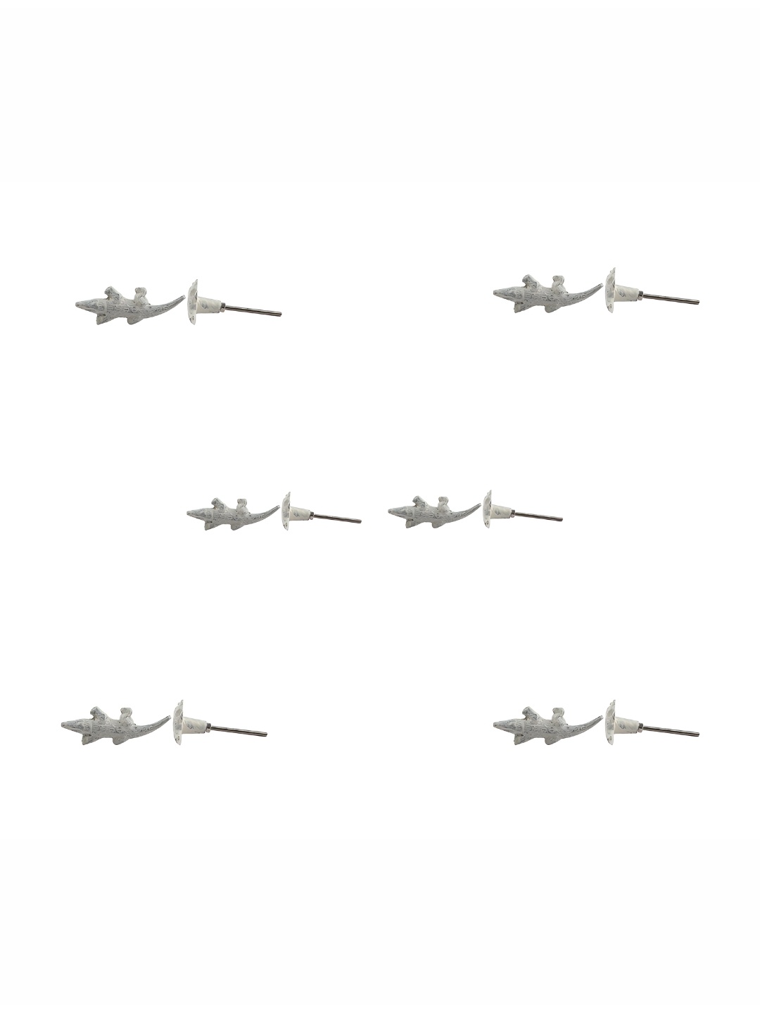 

Indianshelf 6-Pcs White Printed Iron Crocodile Knobs