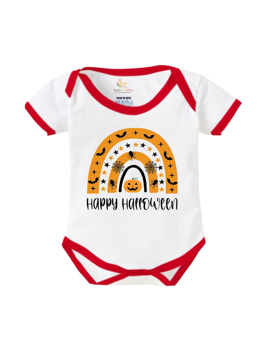 

Babywish Infants Printed Cotton Short Sleeves Rompers, White