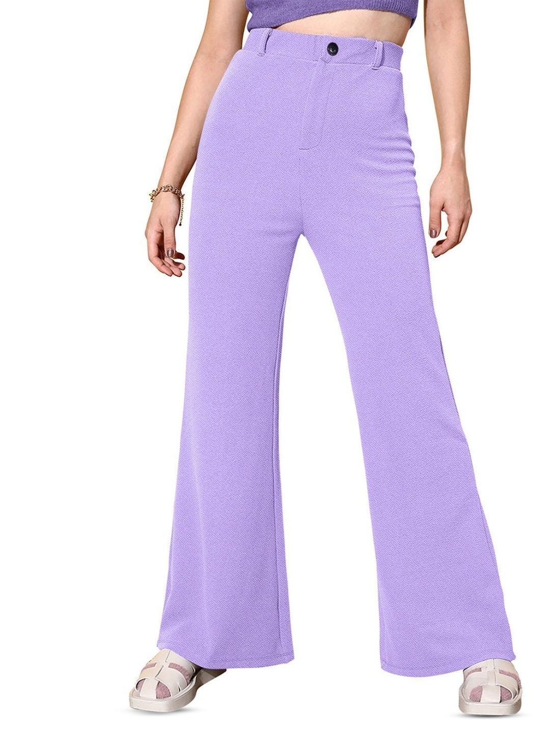 

ODETTE Women High-Rise Regular Fit Trousers, Purple