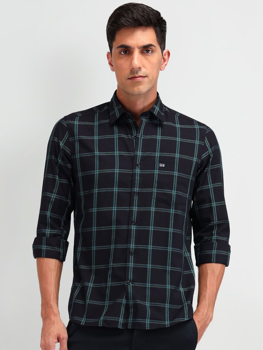 

Arrow Sport Men Slim Fit Tartan Checks Opaque Checked Casual Shirt, Black