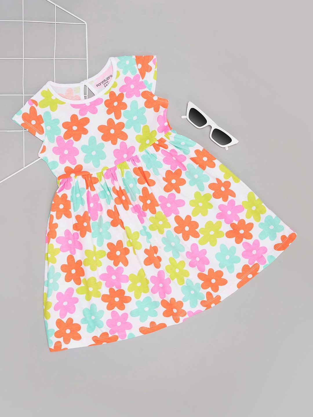 

Pantaloons Junior Girls Cotton Floral Print Fit & Flare Dress, Pink