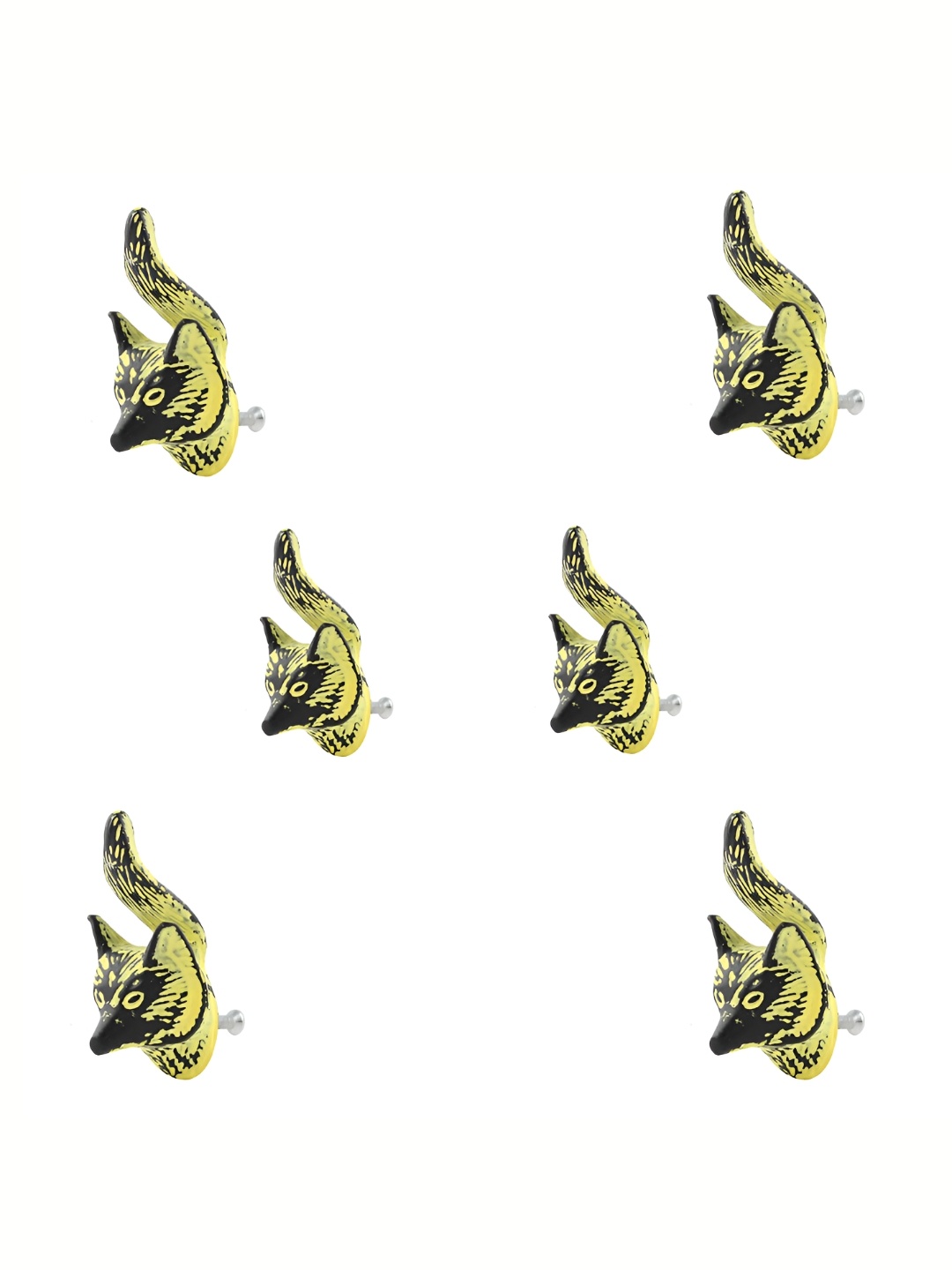 

Indianshelf 6-Pcs Yellow Iron Fox Face Knobs