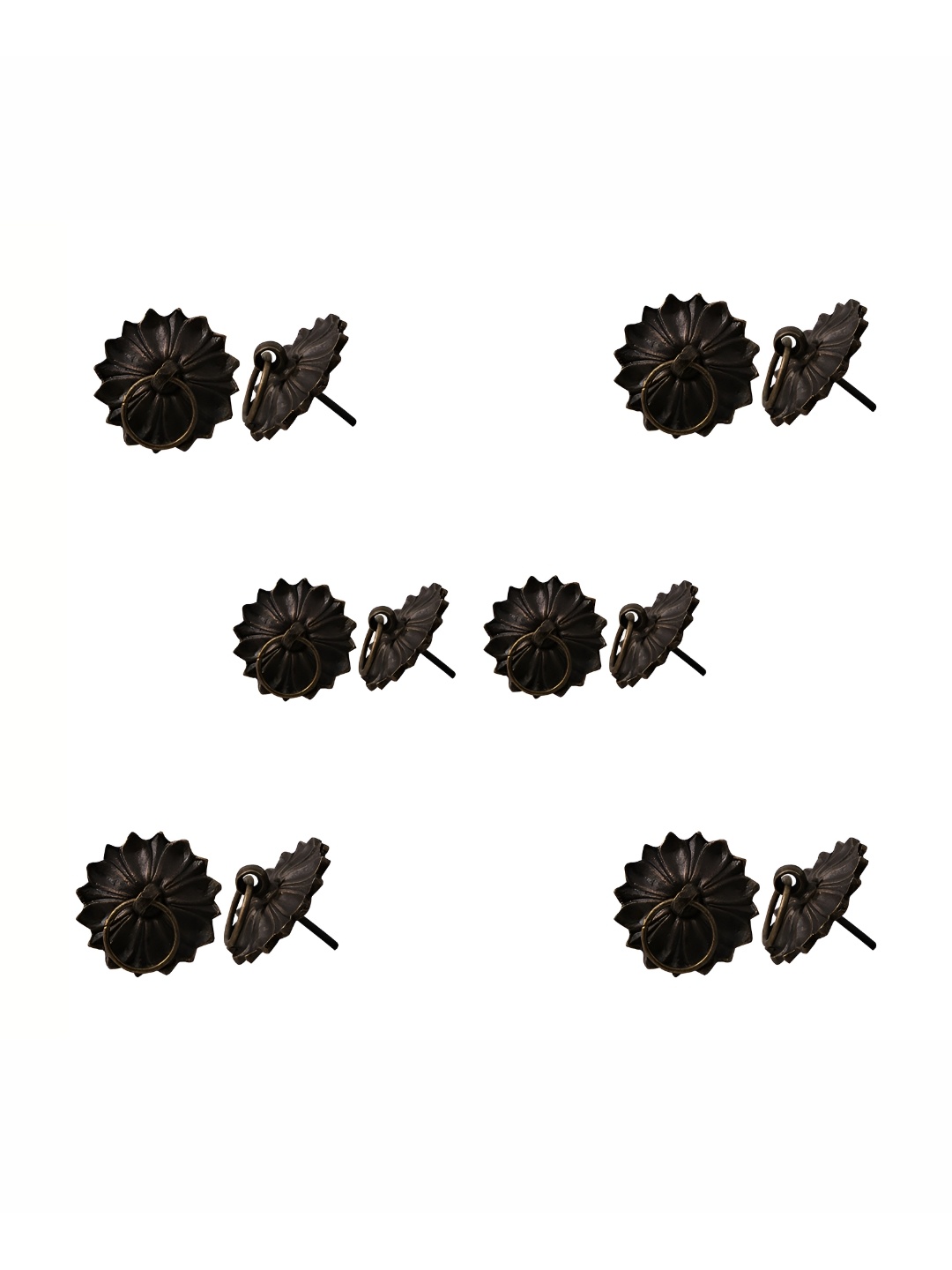 

Indianshelf Bronze 6 Pieces Floral Textured Iron Knobs