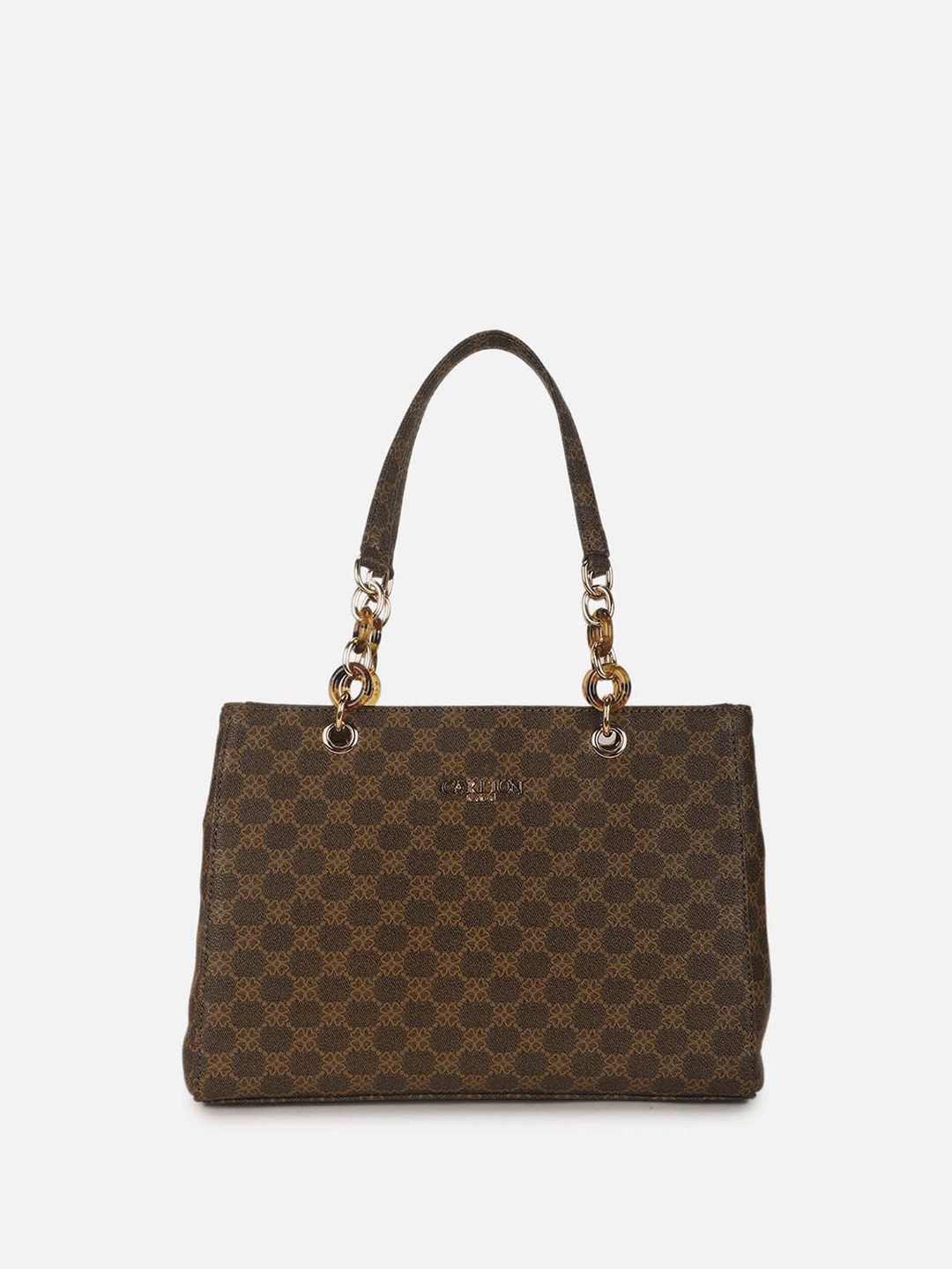 

Carlton London Women Brand Logo Printed Structured Shoulder Bag, Brown