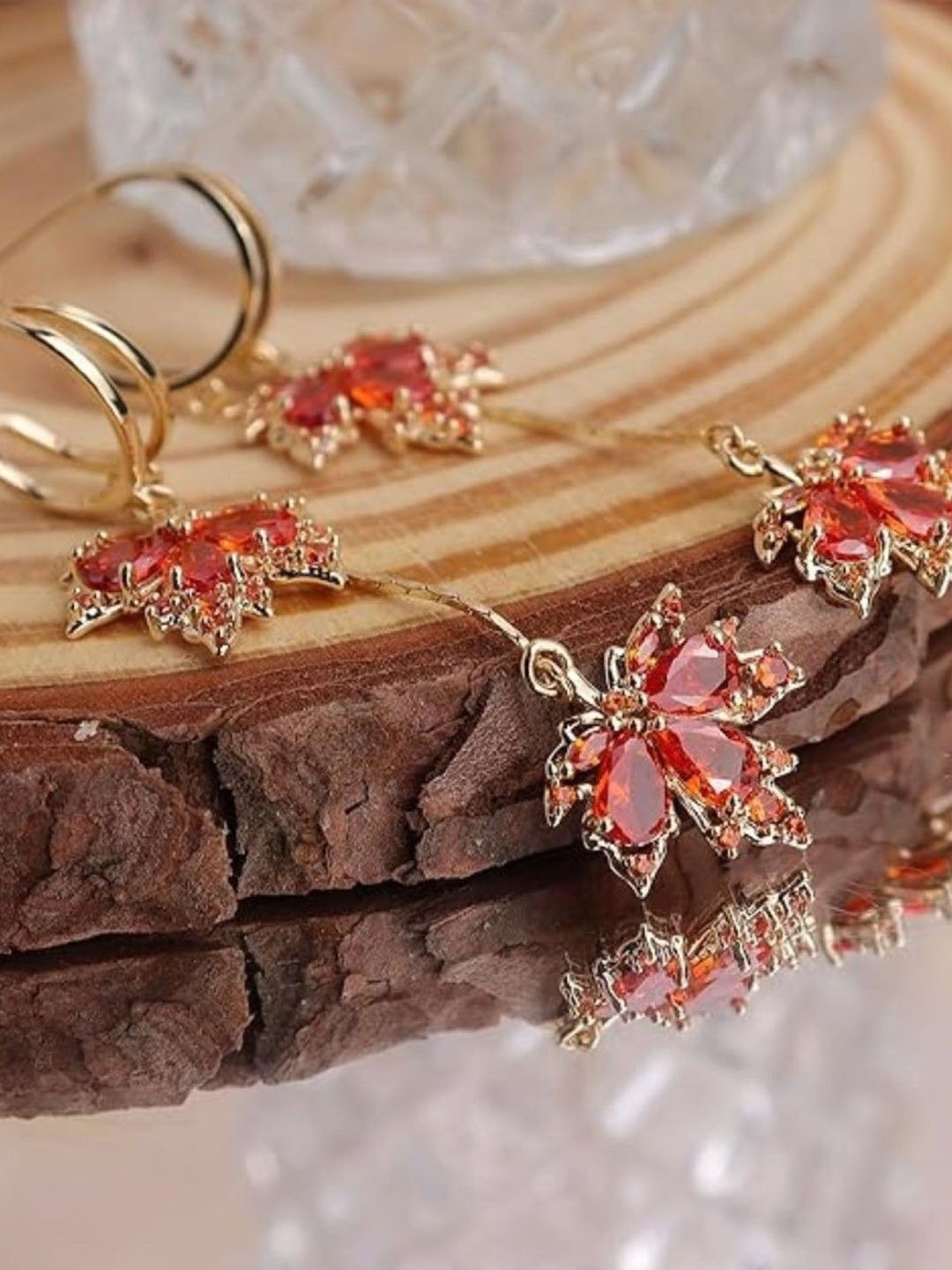 

EL REGALO Stone Studded Contemporary Drop Earrings, Gold