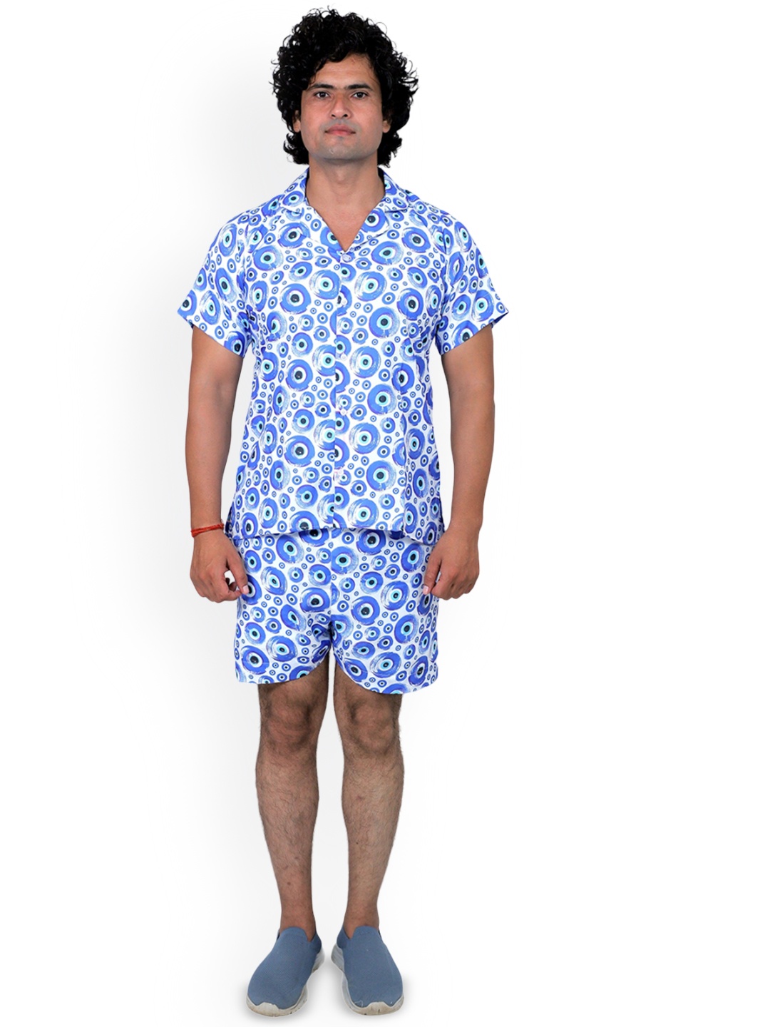 

TILISM Printed Pure Cotton Shirt With Shorts Co-Ords, Navy blue