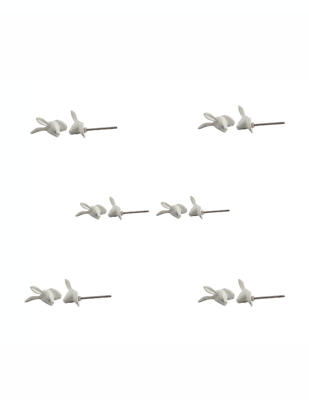 

Indianshelf 6-Pcs White Iron Textured Rabbit Knobs