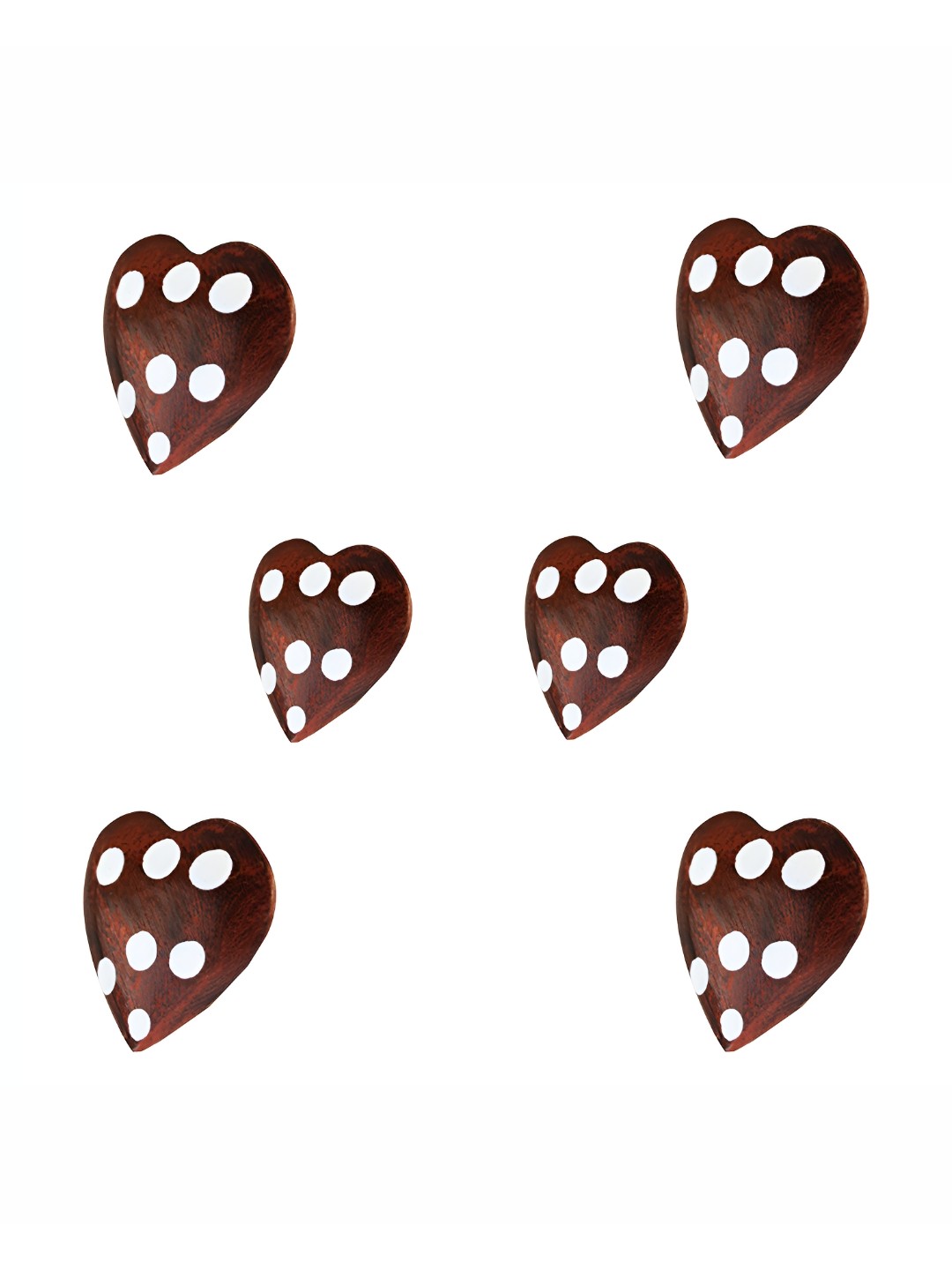 

Indianshelf 6-Pcs Brown & White Printed Wooden Heart Knobs