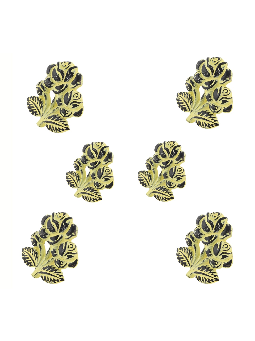 

Indianshelf 6-Pcs Yellow Textured Iron Rose Knobs