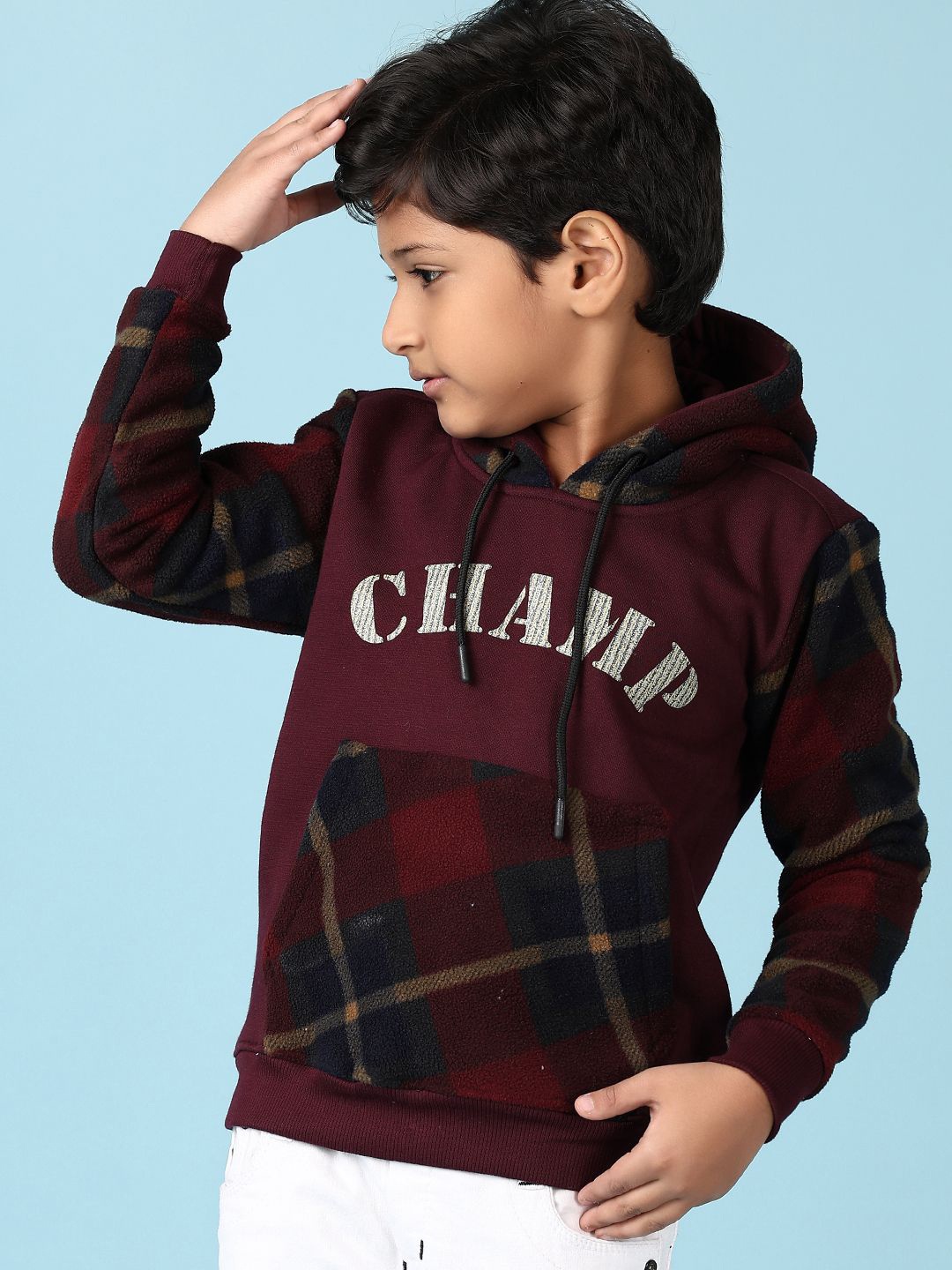 

V-Mart Boys Printed Hooded Sweatshirt, Maroon