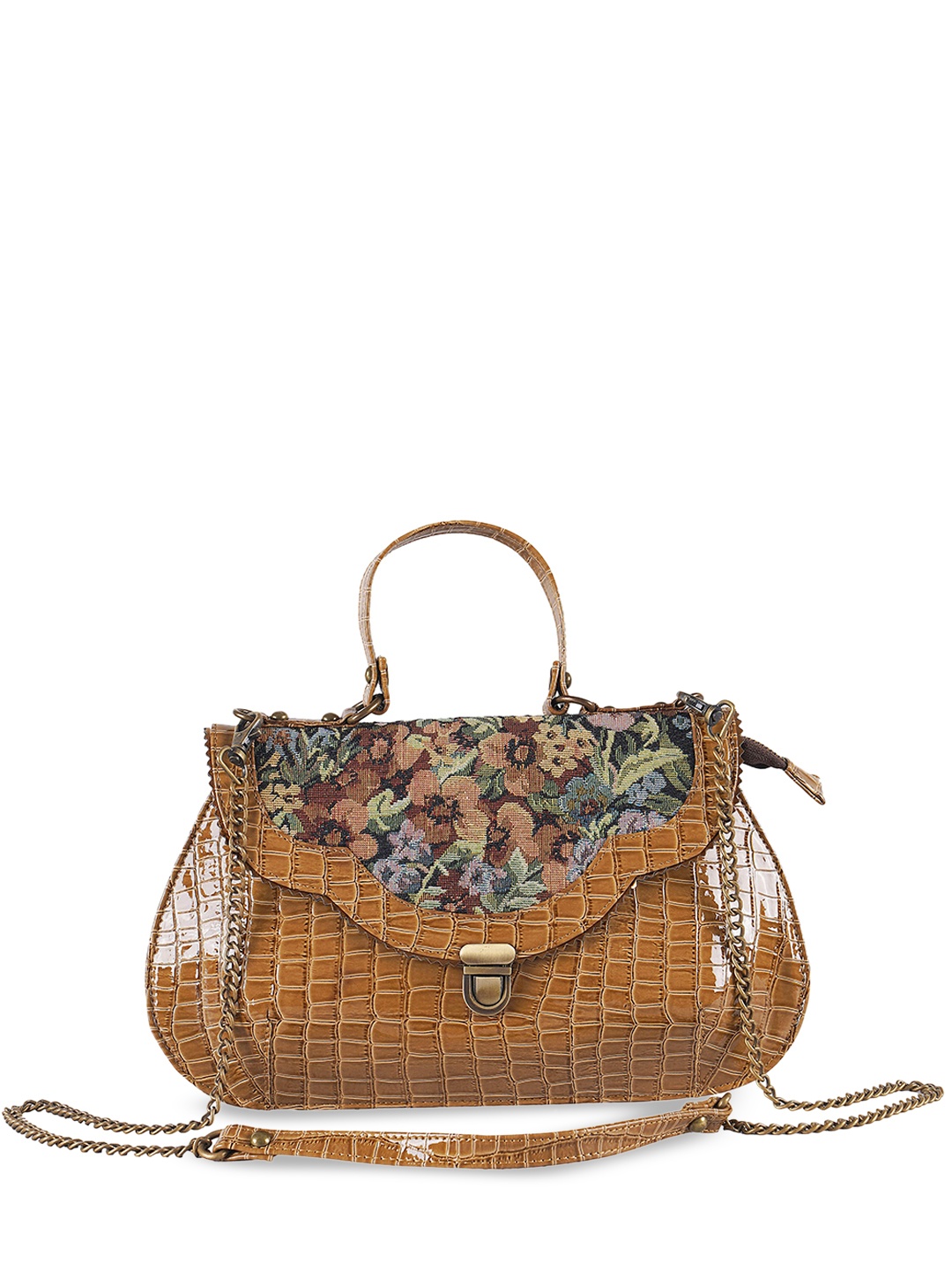 

RUDHIRA Floral Textured PU Half Moon Shoulder Bag, Brown