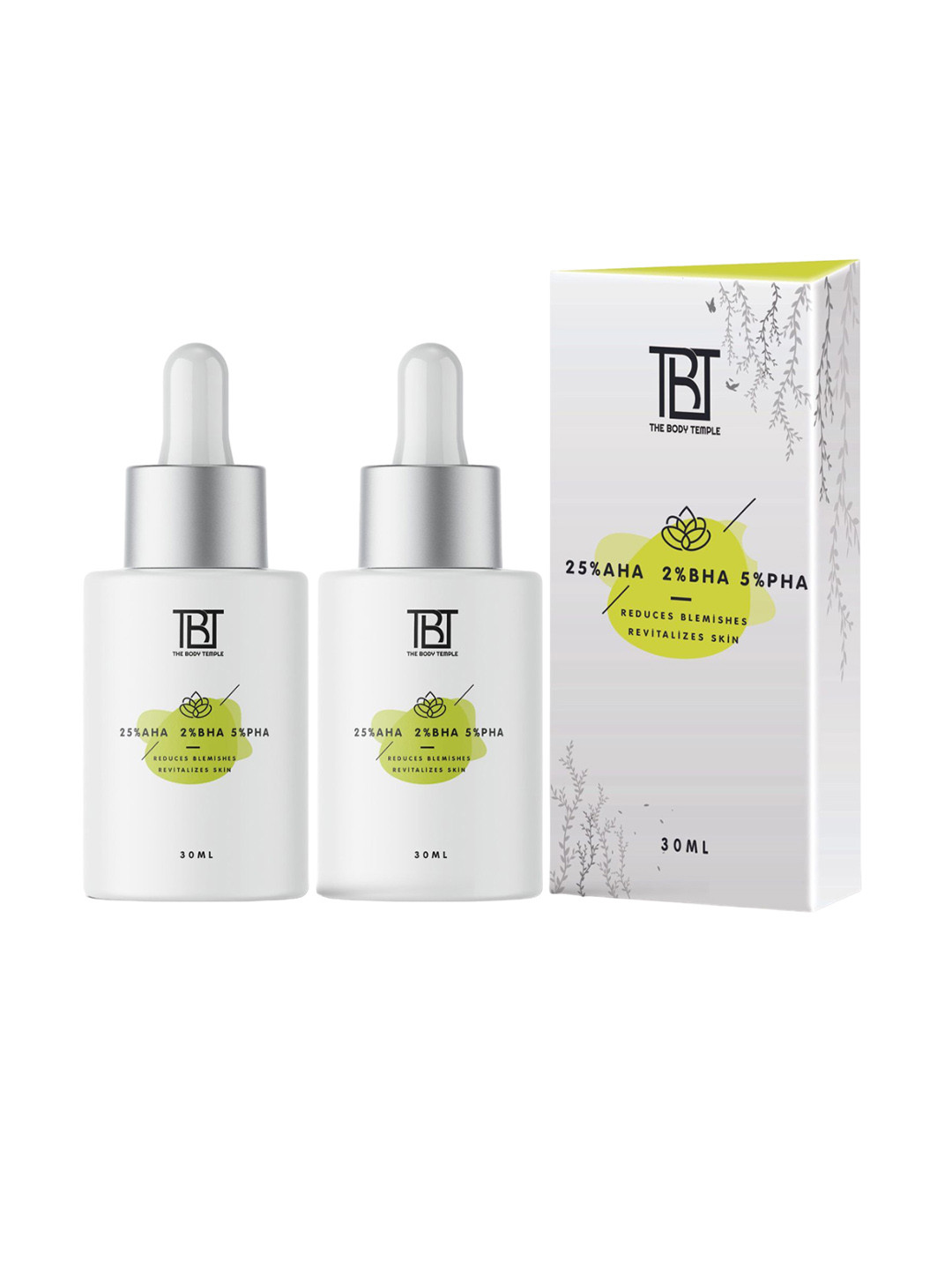 

The Body Temple Set Of 2 25% AHA + 2% BHA + 5% PHA Peeling Solution - 30 ml Each, White