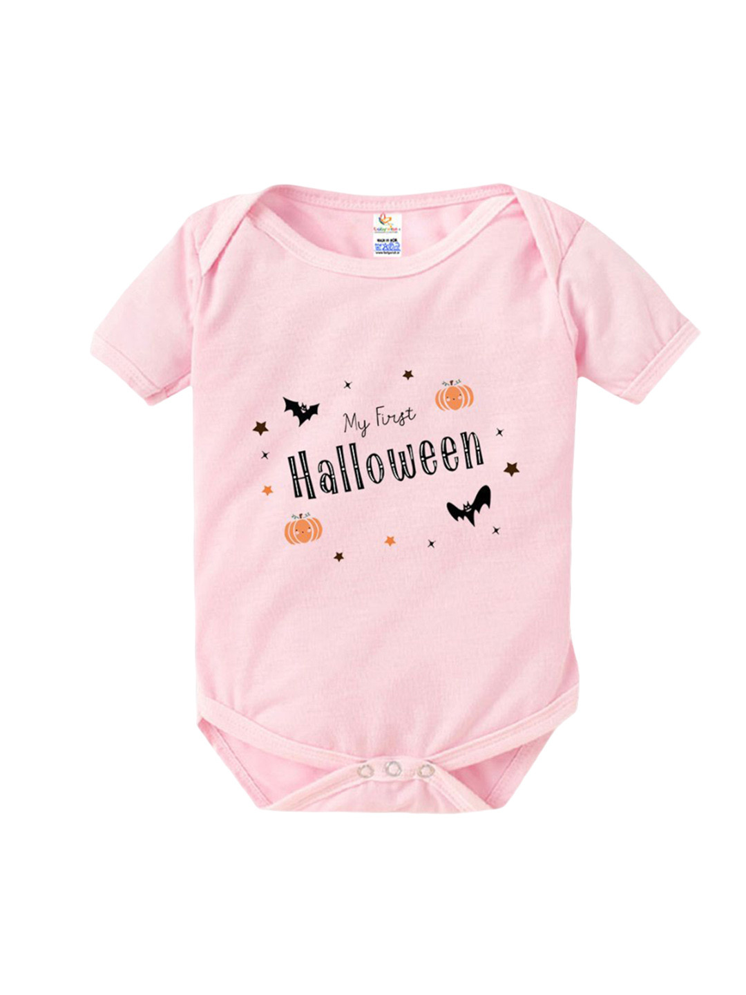 

Babywish Kids My First Halloween Printed Cotton Half Sleeve Bodysuit, Pink
