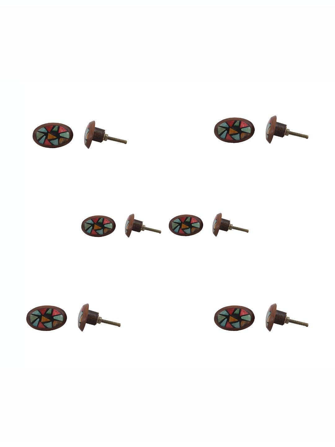 

Indianshelf 6-Pcs Brown & Red Wooden Vintage Knobs