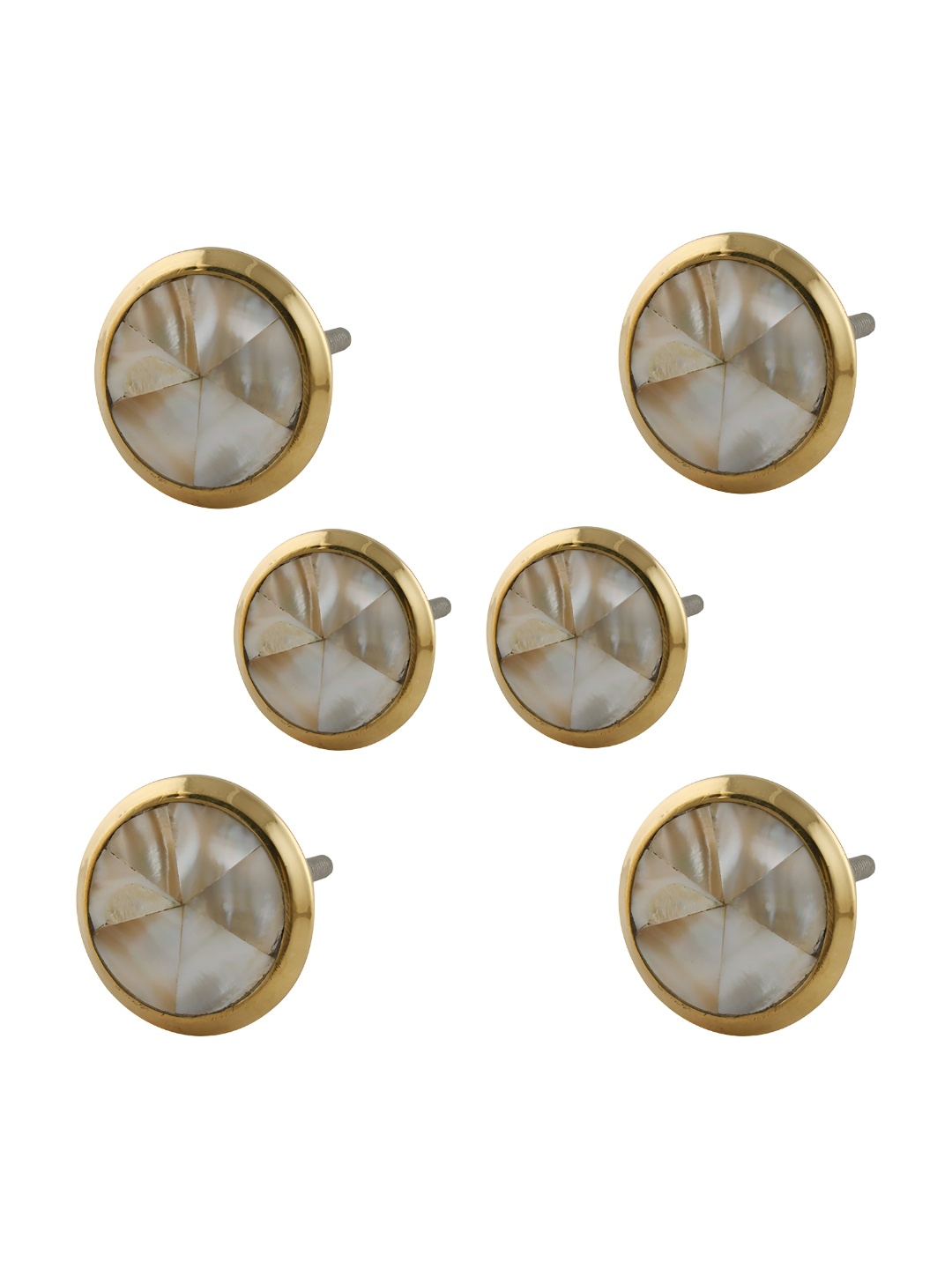 

Indianshelf Set Of 6 Brass Natural Knobs, White