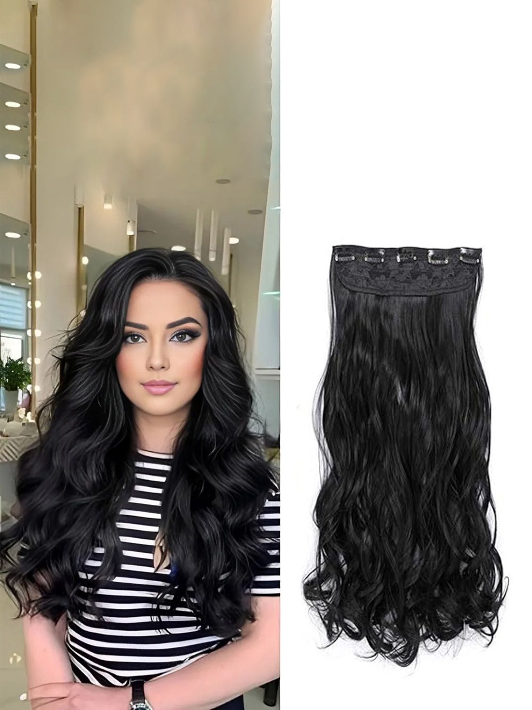 

D-Divine Clip-In Wavy Locks Hair Extension - Black - 22 Inch