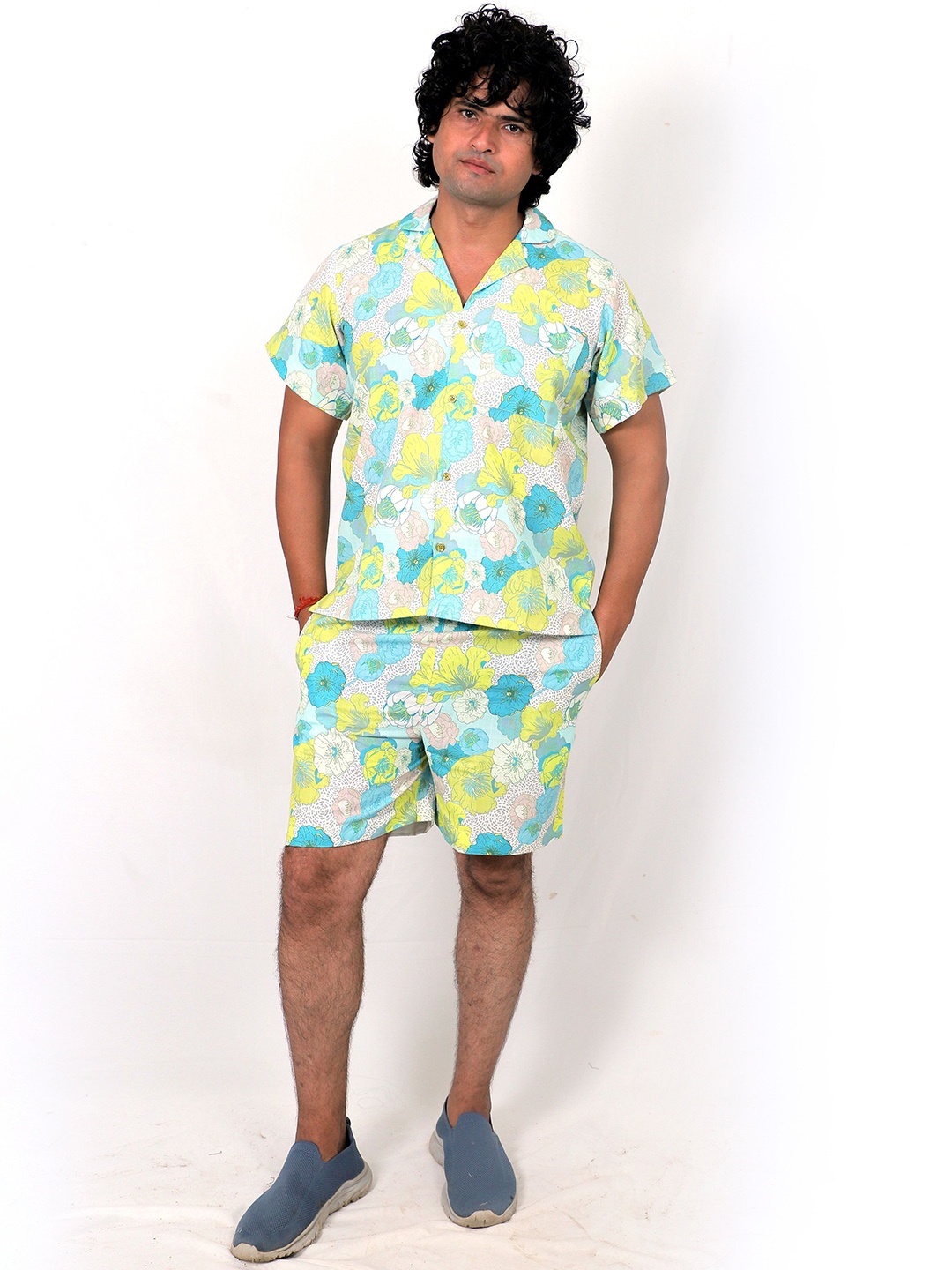 

TILISM Printed Pure Cotton Shirt With Shorts Co-Ords, White