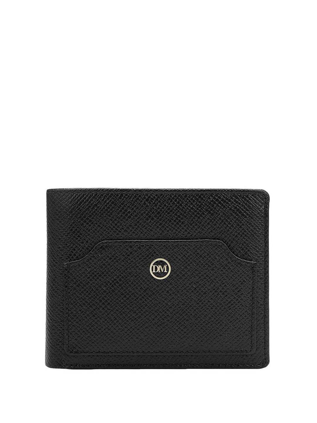 

Da Milano Men Textured Leather Two Fold Wallet, Black